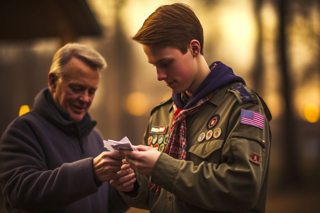 Eagle Scout being awarded his badge