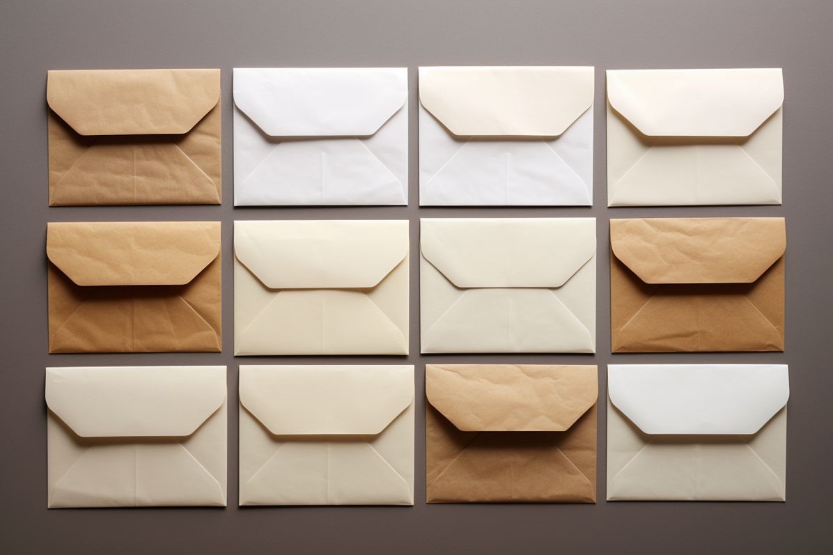 10 differently designed envelopes, symbolizing the variety of Kairos letters examples.