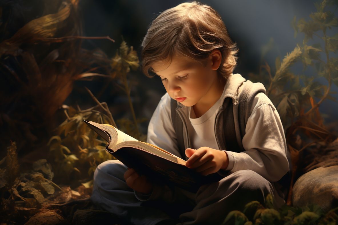 Child reading a Bible