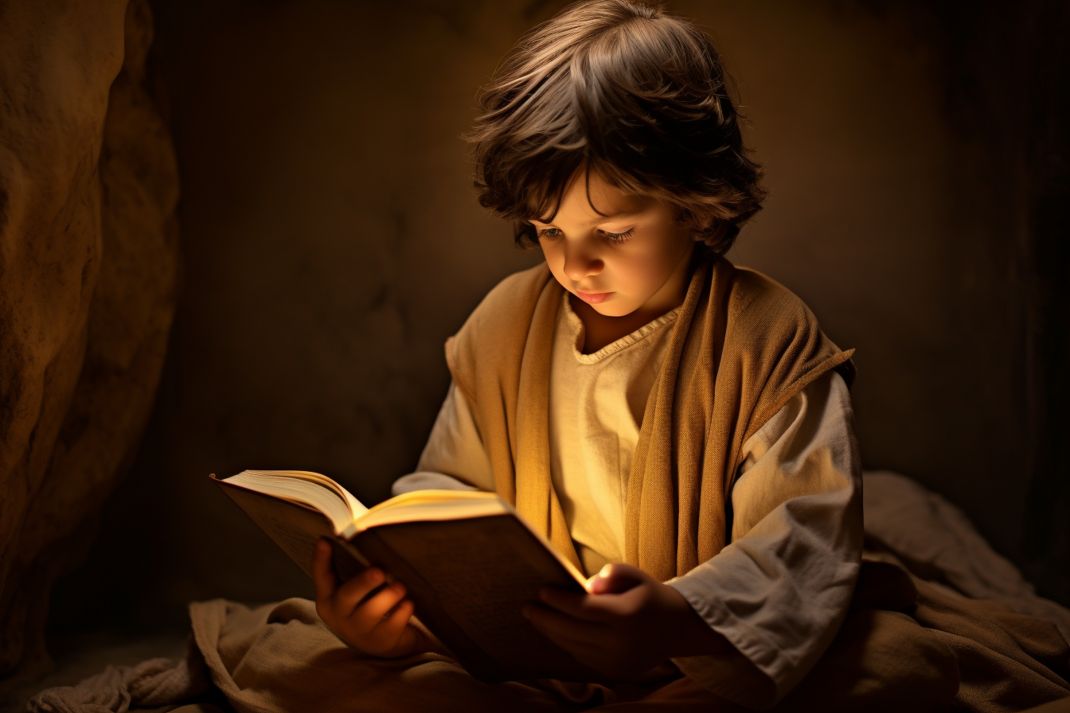 Child reading the Holy Bible