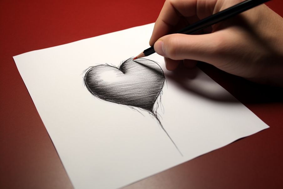 parent drawing heart for son as a symbol of love and affection