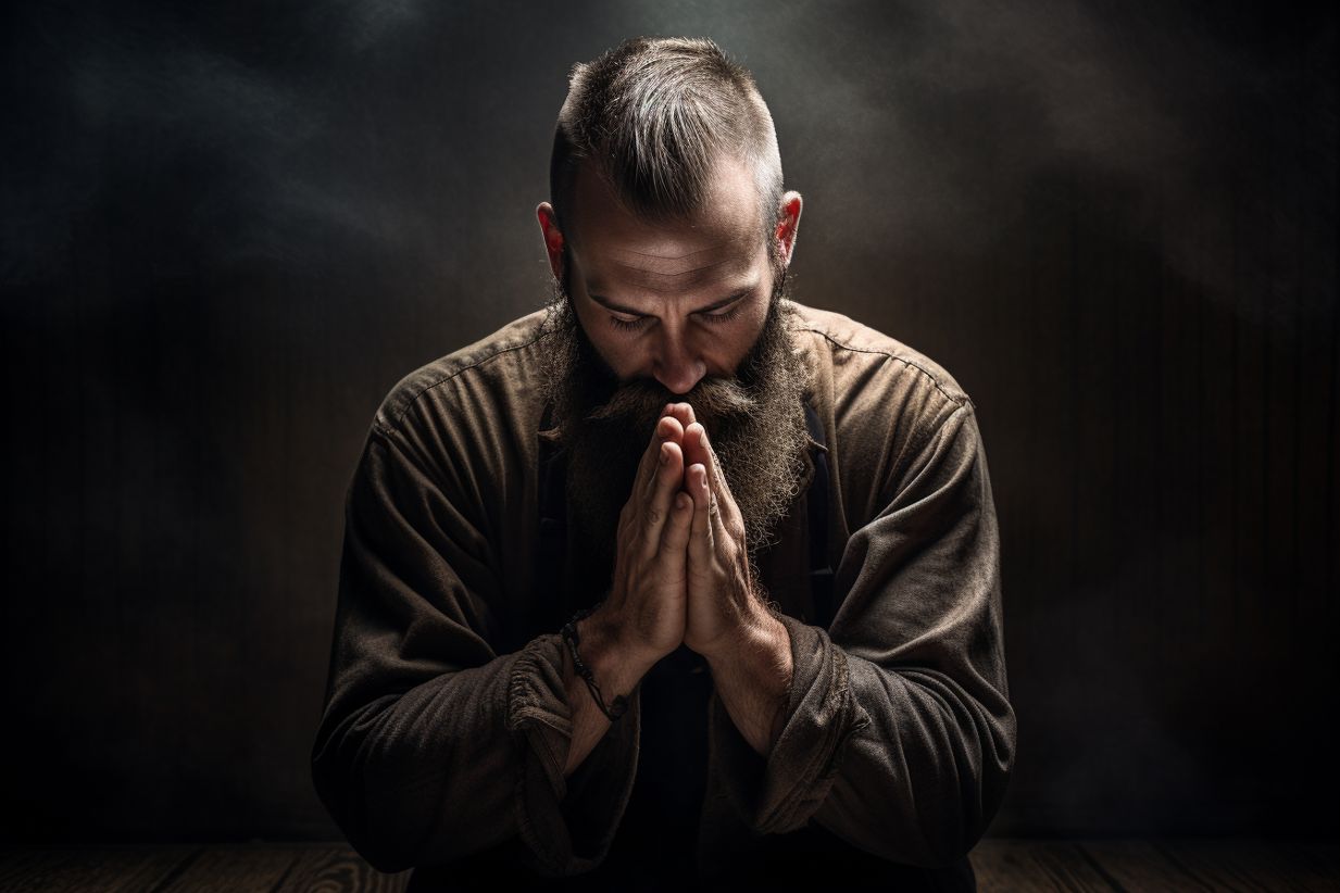 Person in prayer, symbolizing gratitude and forgiveness.