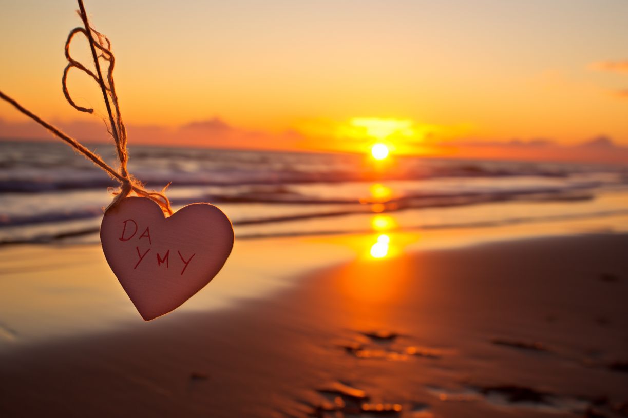 Sunrise photo with heart-shaped note