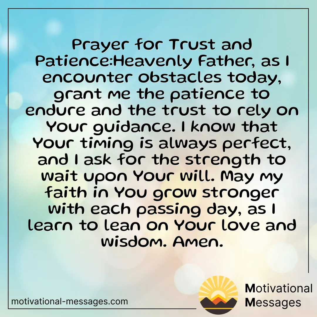 Prayer for Trust and Patience Card