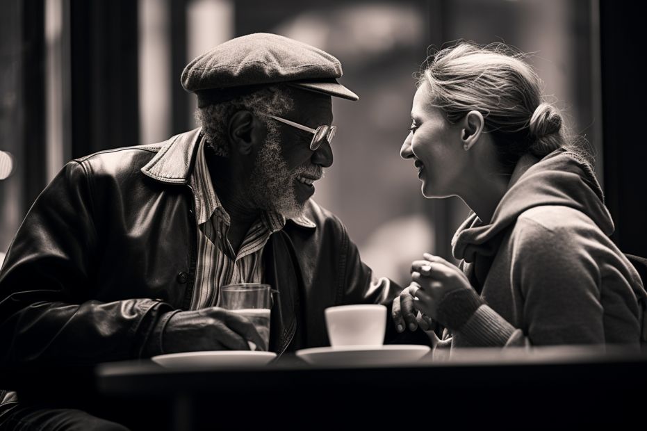 Two people engaged in a conversation