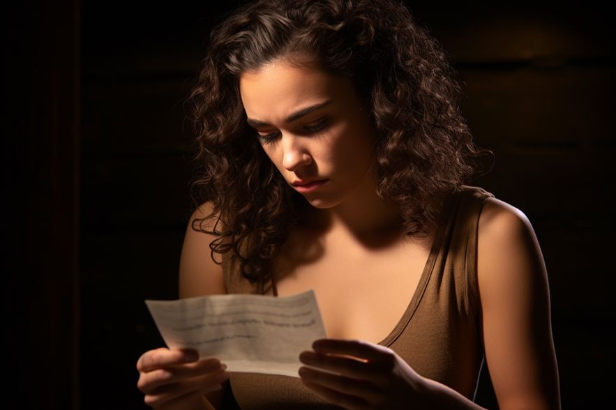 Woman reading sorry letter