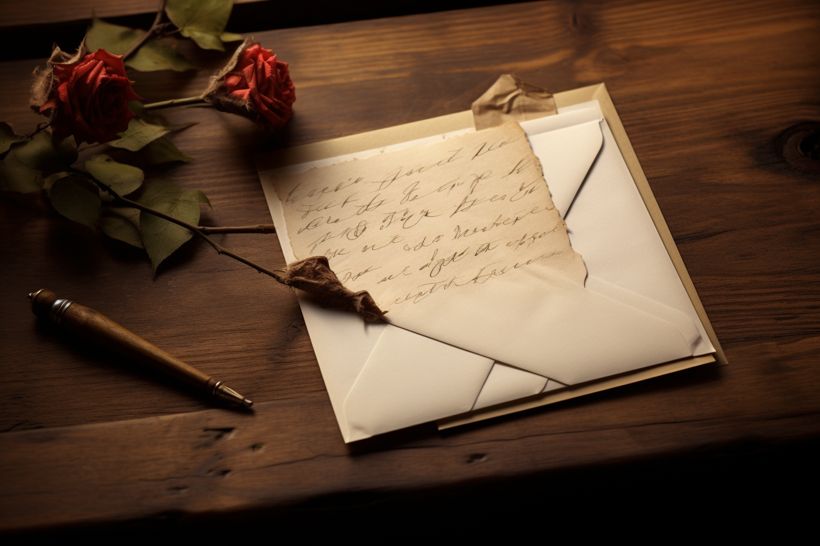 Aged handwritten letter on a table