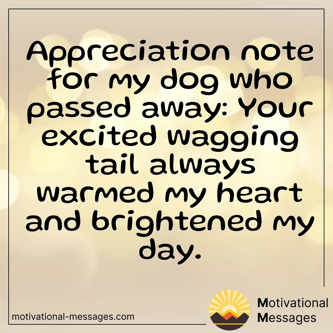 Appreciation Note for My Dog who Passed Away Card