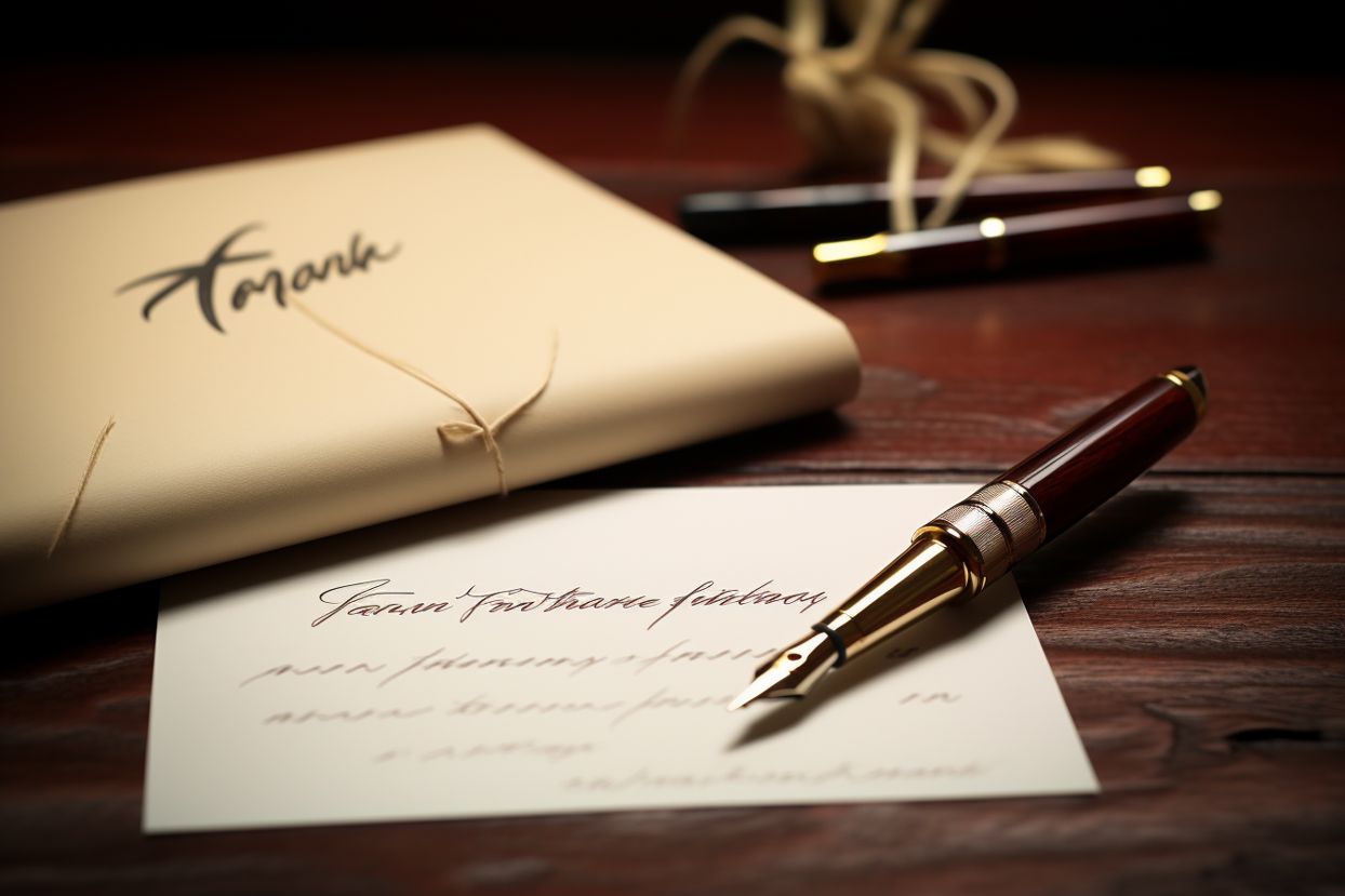 Handwritten thank you notes with a fancy pen