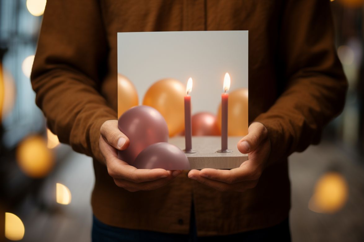Hands holding a Christian birthday card
