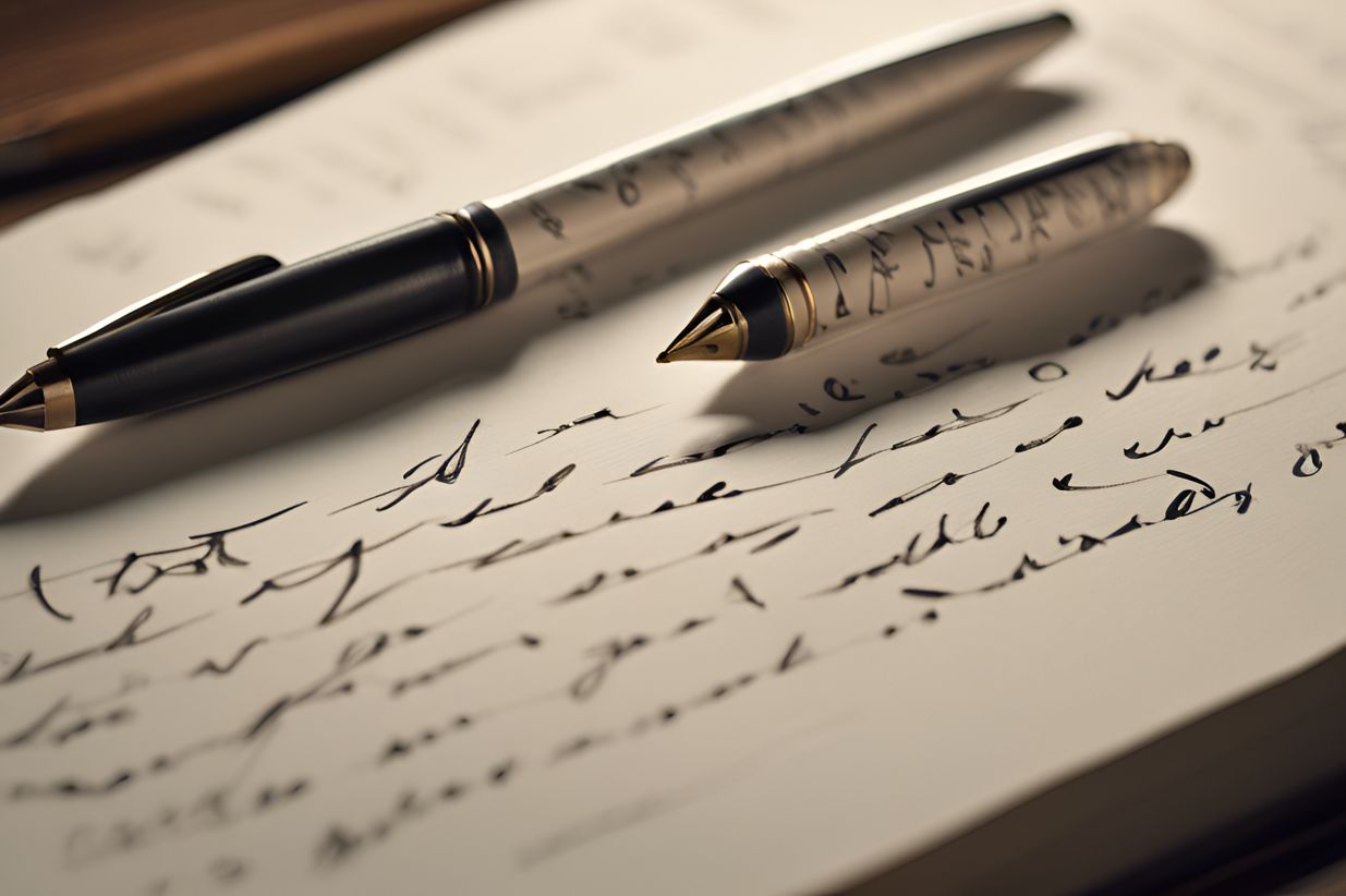 Handwritten letters and pen