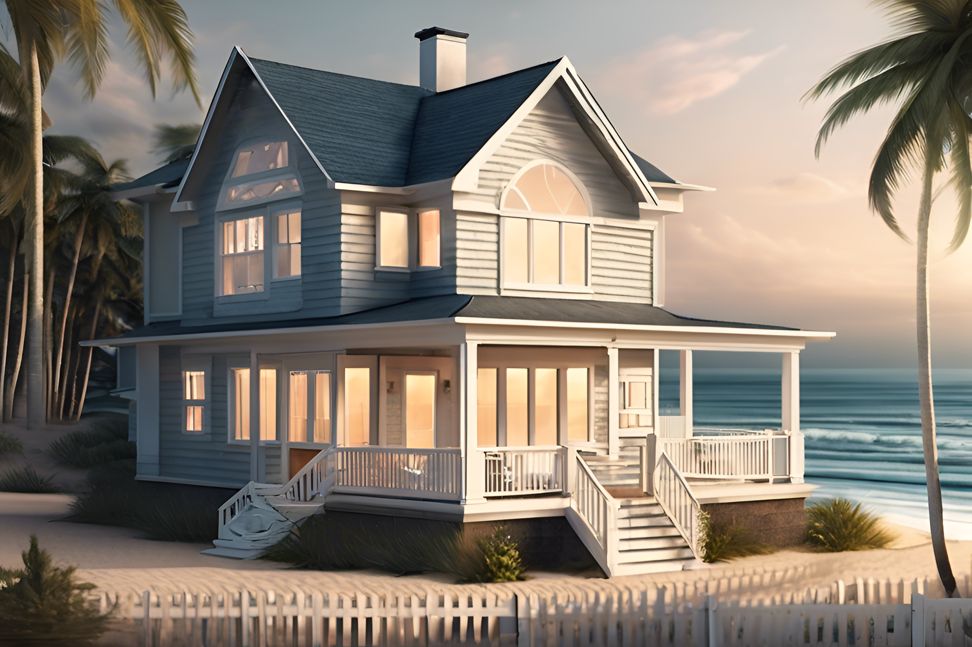 A serene beach house with stunning ocean view