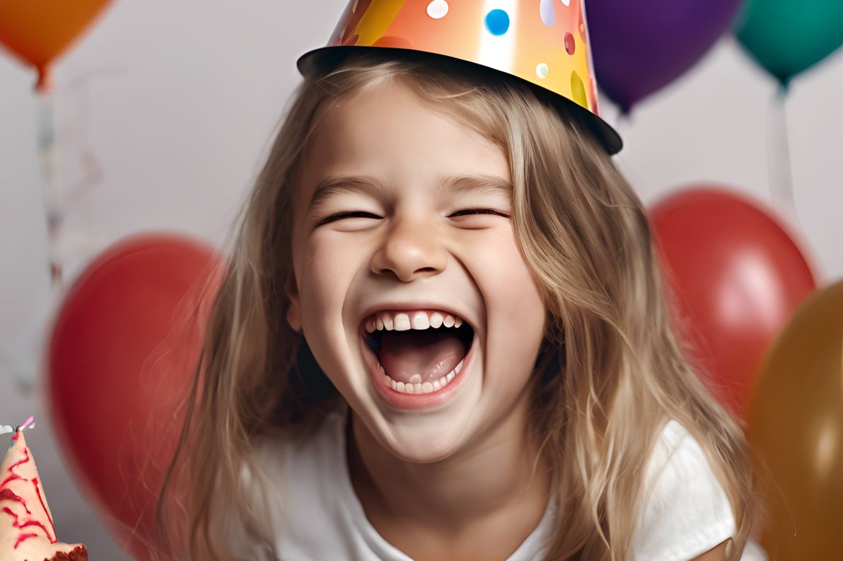 Laughing birthday girl