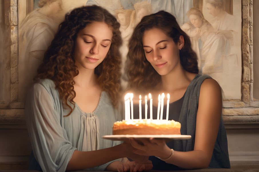 two female friends celebrating a birthday