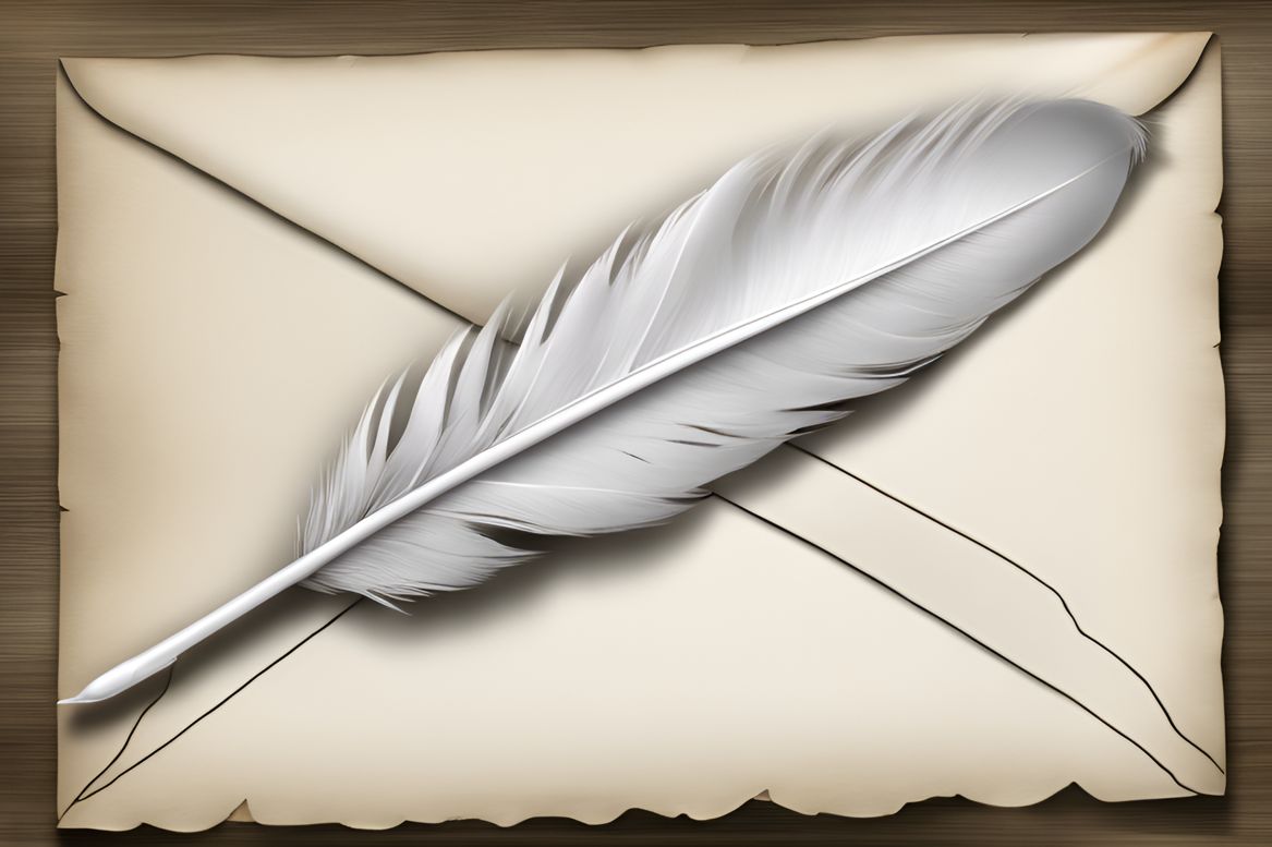 Sealed letter with a white feather
