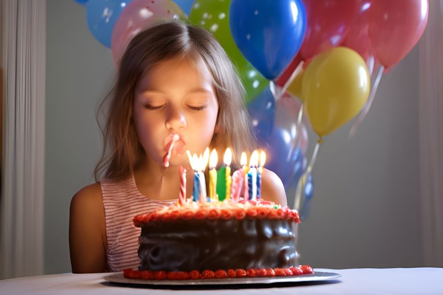 Young girl celebrating her birthday